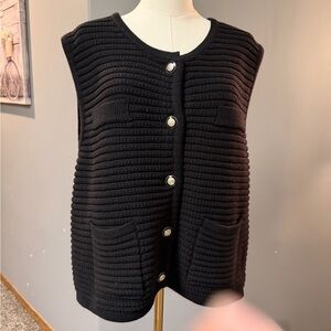 Joie Black Knit Button-Front Vest – XL (New)